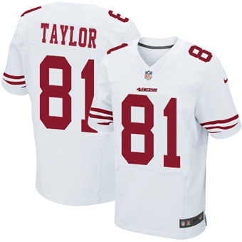 Nike 49ers #81 Trent Taylor White Men's Stitched NFL Elite Jersey Nike 49ers #81 Trent Taylor White Men's Stitched NFL Elite Jersey