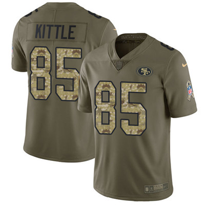 Nike 49ers #85 George Kittle Olive Camo Men's Stitched NFL Limited 2017 Salute To Service Jersey Nike 49ers #85 George Kittle Olive Camo Men's Stitched NFL Limited 2017 Salute To Service Jersey