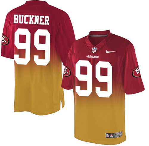 Nike 49ers #99 DeForest Buckner Red Gold Men's Stitched NFL Elite Fadeaway Fashion Jersey Nike 49ers #99 DeForest Buckner Red Gold Men's Stitched NFL Elite Fadeaway Fashion Jersey