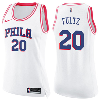 Nike 76ers #20 Markelle Fultz White Pink Women's NBA Swingman Fashion Jersey