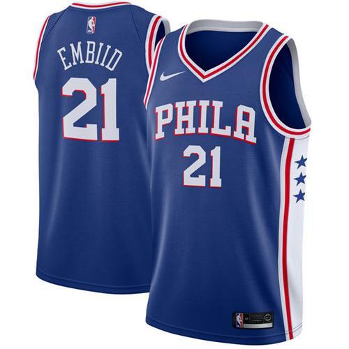 Nike 76ers #21 Joel Embiid Blue NBA Swingman Jersey Nike 76ers #21 Joel Embiid Blue NBA Swingman Jersey