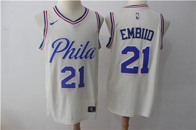 Nike 76ers #21 Joel Embiid Cream City Edition Swingman Jersey
