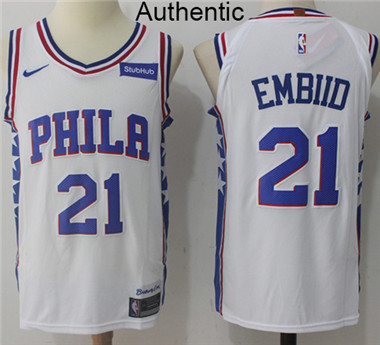 Nike 76ers #21 Joel Embiid White NBA Authentic Jersey