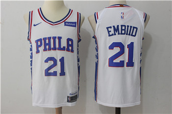 Nike 76ers #21 Joel Embiid White Nike Stitched NBA Jersey