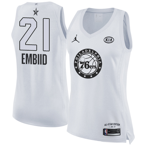 Nike 76ers #21 Joel Embiid White Women's NBA Jordan Swingman 2018 All-Star Game Jersey Nike 76ers #21 Joel Embiid White Women's NBA Jordan Swingman 2018 All-Star Game Jersey