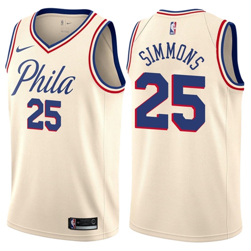 Nike 76ers #25 Ben Simmons Cream NBA Swingman City Edition Jersey Nike 76ers #25 Ben Simmons Cream NBA Swingman City Edition Jersey