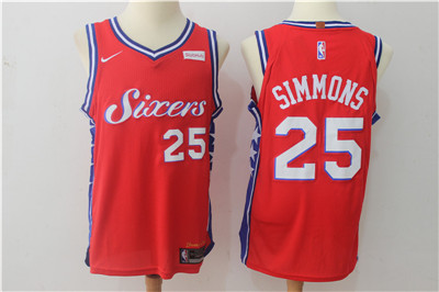 Nike 76ers #25 Ben Simmons Red Stitched NBA Swingman Jersey