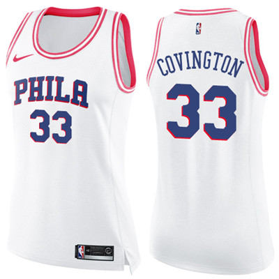 Nike 76ers #33 Robert Covington White Pink Women's NBA Swingman Fashion Jersey