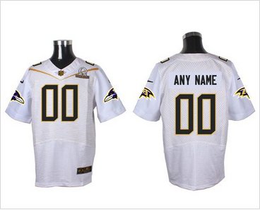 Nike Baltimore Ravens Customized White 2016 Pro Bowl Men's Stitched NFL Elite Jersey