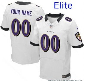 Nike Baltimore Ravens White Customized Elite Jerseys