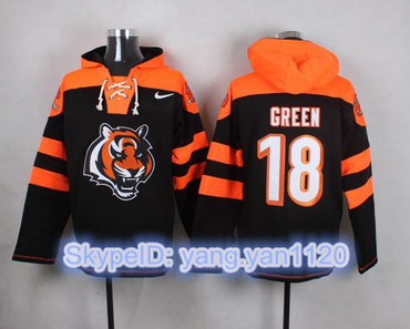 Nike Bengals #18 A.J. Green Black Player Pullover NFL Hoodie