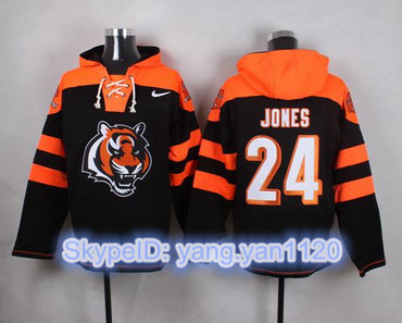 Nike Bengals #24 Adam Jones Black Player Pullover NFL Hoodie