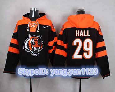 Nike Bengals #29 Leon Hall Black Player Pullover NFL Hoodie Nike Bengals #29 Leon Hall Black Player Pullover NFL Hoodie