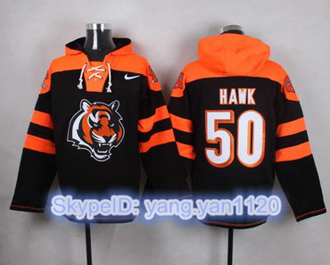 Nike Bengals #50 A.J. Hawk Black Player Pullover NFL Hoodie Nike Bengals #50 A.J. Hawk Black Player Pullover NFL Hoodie
