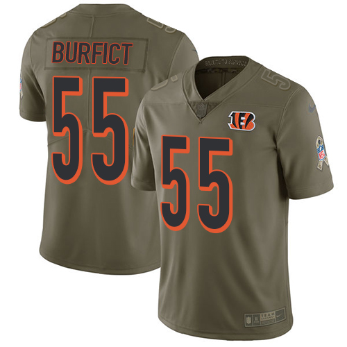 Nike Bengals #55 Vontaze Burfict Olive Men's Stitched NFL Limited 2017 Salute To Service Jersey