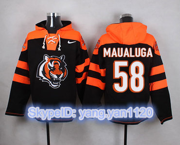 Nike Bengals #58 Rey Maualuga Black Player Pullover NFL Hoodie