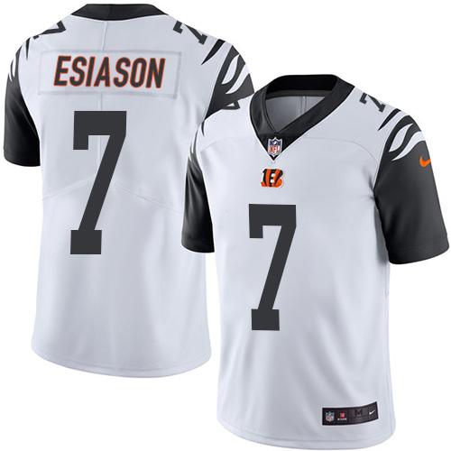 Nike Bengals #7 Boomer Esiason White Men's Stitched NFL Limited Rush Jersey Nike Bengals #7 Boomer Esiason White Men's Stitched NFL Limited Rush Jersey
