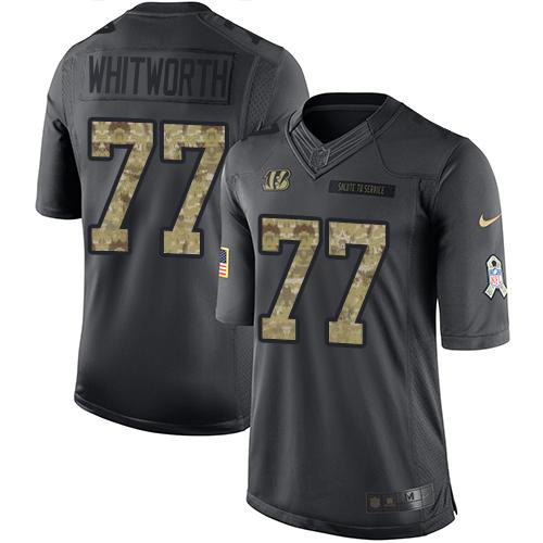 Nike Bengals #77 Andrew Whitworth Black Men's Stitched NFL Limited 2016 Salute to Service Jersey Nike Bengals #77 Andrew Whitworth Black Men's Stitched NFL Limited 2016 Salute to Service Jersey