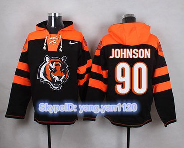 Nike Bengals #90 Michael Johnson Black Player Pullover NFL Hoodie Nike Bengals #90 Michael Johnson Black Player Pullover NFL Hoodie