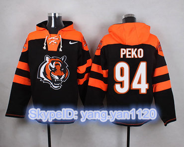 Nike Bengals #94 Domata Peko Black Player Pullover NFL Hoodie