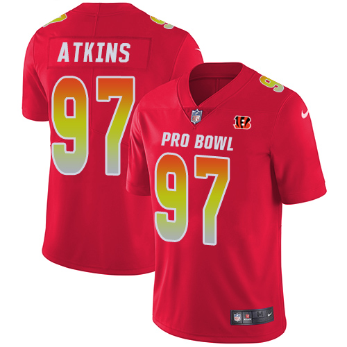 Nike Bengals #97 Geno Atkins Red Women's Stitched NFL Limited AFC 2018 Pro Bowl Jersey