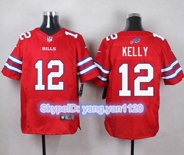 Nike Bills #12 Jim Kelly Red Men's Stitched NFL Elite Rush Jersey