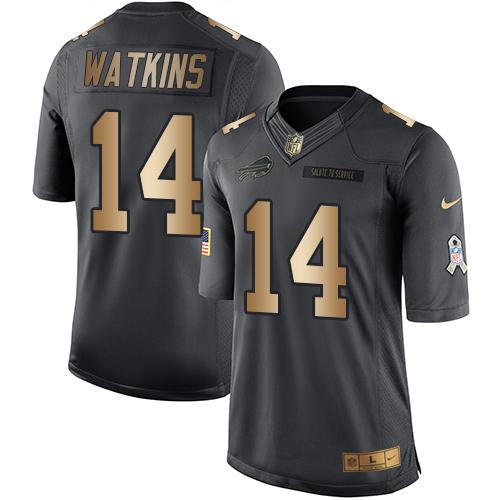 Nike Bills #14 Sammy Watkins Black Men's Stitched NFL Limited Gold Salute To Service Jersey Nike Bills #14 Sammy Watkins Black Men's Stitched NFL Limited Gold Salute To Service Jersey