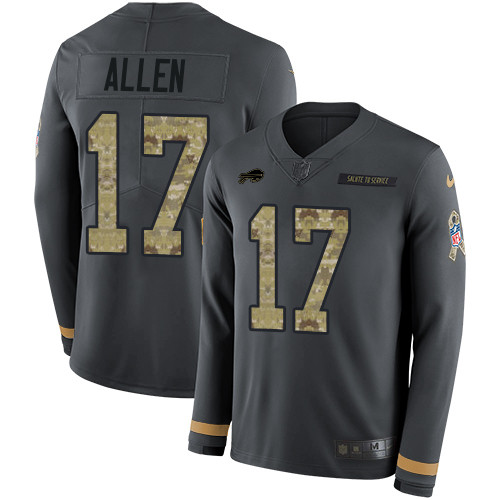 Nike Bills #17 Josh Allen Anthracite Salute to Service Youth Stitched NFL