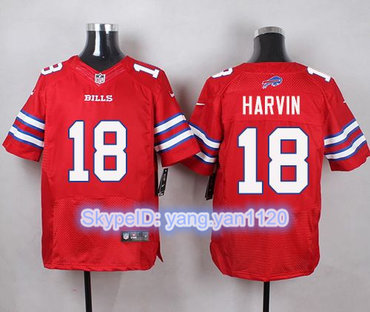 Nike Bills #18 Percy Harvin Red Men's Stitched NFL Elite Rush Jersey
