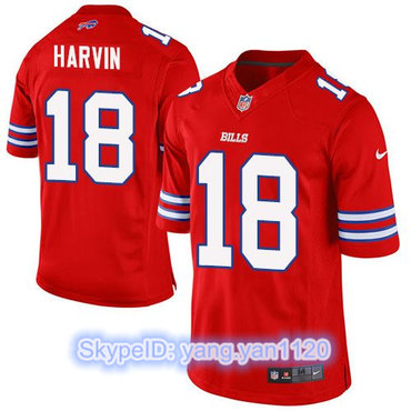 Nike Bills #18 Percy Harvin Red Men's Stitched NFL Elite Rush Jersey