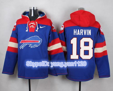 Nike Bills #18 Percy Harvin Royal Blue Player Pullover NFL Hoodie