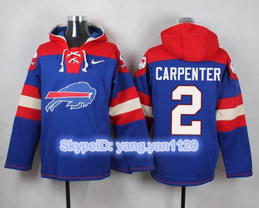 Nike Bills #2 Dan Carpenter Royal Blue Player Pullover NFL Hoodie