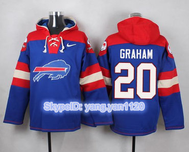 Nike Bills #20 Corey Graham Royal Blue Player Pullover NFL Hoodie