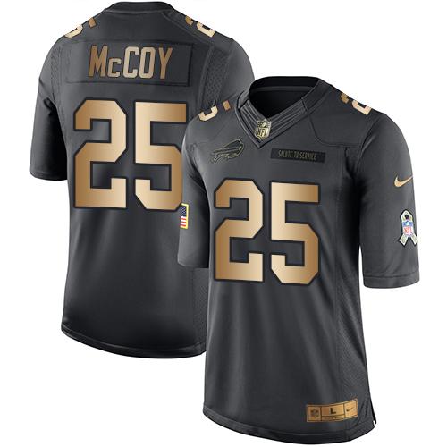 Nike Bills #25 LeSean McCoy Black Men's Stitched NFL Limited Gold Salute To Service Jersey Nike Bills #25 LeSean McCoy Black Men's Stitched NFL Limited Gold Salute To Service Jersey