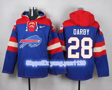 Nike Bills #28 Ronald Darby Royal Blue Player Pullover NFL Hoodie