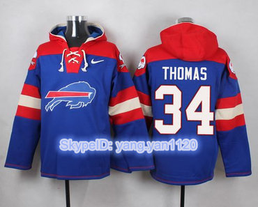 Nike Bills #34 Thurman Thomas Royal Blue Player Pullover NFL Hoodie Nike Bills #34 Thurman Thomas Royal Blue Player Pullover NFL Hoodie