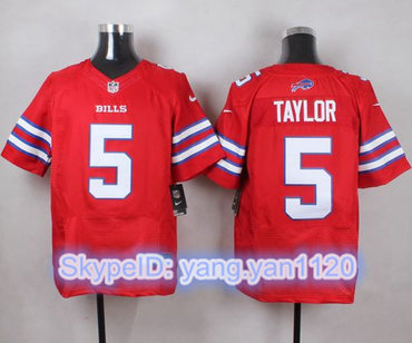 Nike Bills #5 Tyrod Taylor Red Men's Stitched NFL Elite Rush Jersey