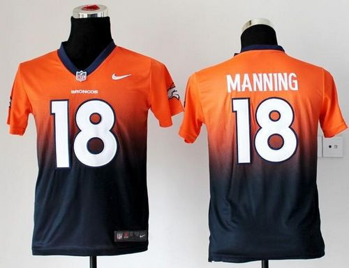 Nike Broncos #18 Peyton Manning Orange Blue Youth Stitched NFL Elite Fadeaway Fashion Jersey Nike Broncos #18 Peyton Manning Orange Blue Youth Stitched NFL Elite Fadeaway Fashion Jersey