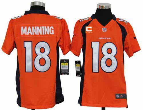 Nike Broncos #18 Peyton Manning Orange Team Color With C Patch Youth Stitched NFL Elite Jersey Nike Broncos #18 Peyton Manning Orange Team Color With C Patch Youth Stitched NFL Elite Jersey