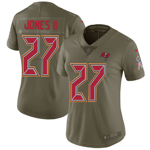 Nike Buccaneers #27 Ronald Jones II Olive Women's Stitched NFL Limited 2017 Salute to Service Jersey Nike Buccaneers #27 Ronald Jones II Olive Women's Stitched NFL Limited 2017 Salute to Service Jersey