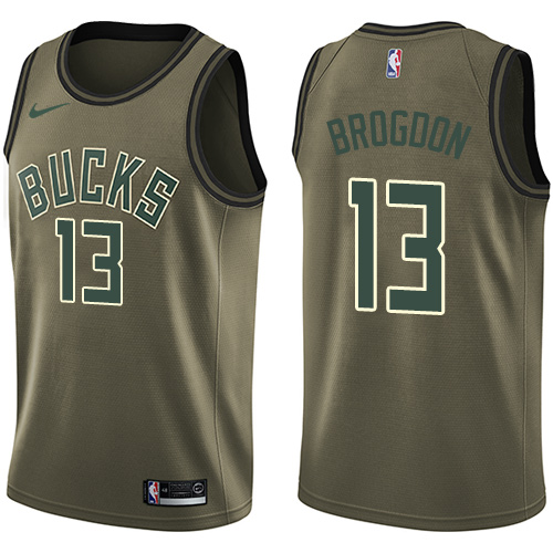 Nike Bucks #13 Malcolm Brogdon Green Salute to Service NBA Swingman Jersey