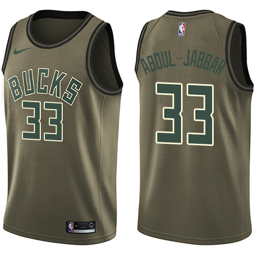 Nike Bucks #33 Kareem Abdul-Jabbar Green Salute to Service NBA Swingman Jersey Nike Bucks #33 Kareem Abdul-Jabbar Green Salute to Service NBA Swingman Jersey