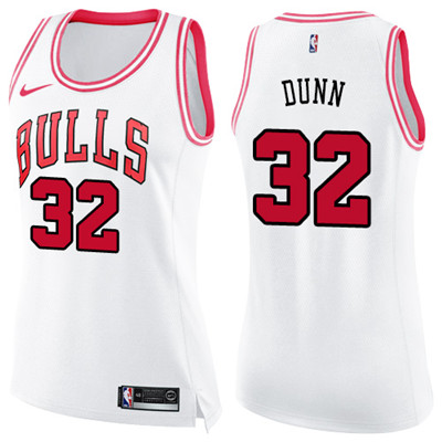 Nike Bulls #32 Kris Dunn White Pink Women's NBA Swingman Fashion Jersey