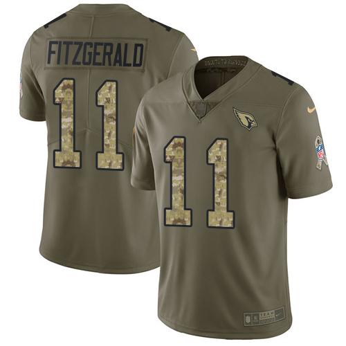 Nike Cardinals #11 Larry Fitzgerald Olive Camo Youth Stitched NFL Limited 2017 Salute to Service Jersey Nike Cardinals #11 Larry Fitzgerald Olive Camo Youth Stitched NFL Limited 2017 Salute to Service Jersey