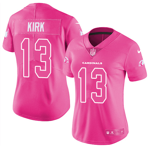 Nike Cardinals #13 Christian Kirk Pink Women's Stitched NFL Limited Rush Fashion Jersey Nike Cardinals #13 Christian Kirk Pink Women's Stitched NFL Limited Rush Fashion Jersey