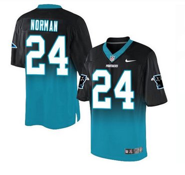 Nike Carolina Panthers #24 Josh Norman BlackBlue Men's Stitched NFL Elite Fadeaway Fashion Jersey