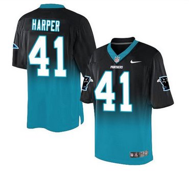 Nike Carolina Panthers #41 Roman Harper BlackBlue Men's Stitched NFL Elite Fadeaway Fashion Jersey