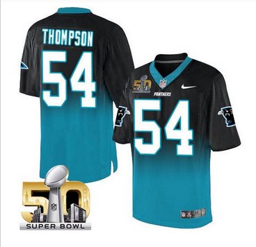 Nike Carolina Panthers #54 Shaq Thompson BlackBlue Super Bowl 50 Men's Stitched NFL Elite Fadeaway Fashion Jersey Nike Carolina Panthers #54 Shaq Thompson BlackBlue Super Bowl 50 Men's Stitched NFL Elite Fadeaway Fashion Jersey