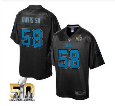Nike Carolina Panthers #58 Thomas Davis Sr Black Super Bowl 50 Men's NFL Pro Line Black Reverse Fashion Game Jersey