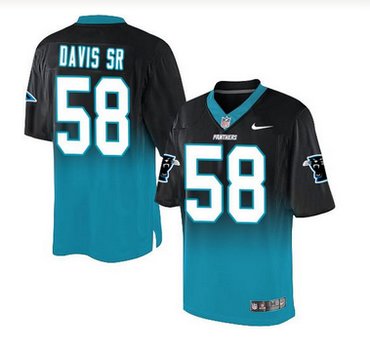 Nike Carolina Panthers #58 Thomas Davis Sr BlackBlue Men's Stitched NFL Elite Fadeaway Fashion Jersey